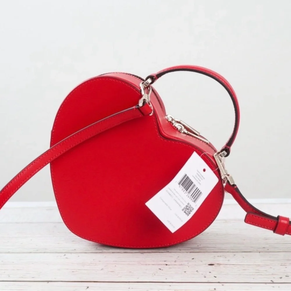 Kate Spade Love Shack Heart Crossbody Purse Leather Candied Cherry Red